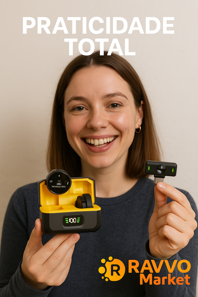 LapelWave Pro - Microfone de Lapela Sem Fio para iPhone, Android e Type-C [FRETE GRÁTIS]