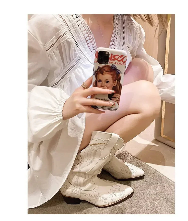 Bota Country Boho Branca