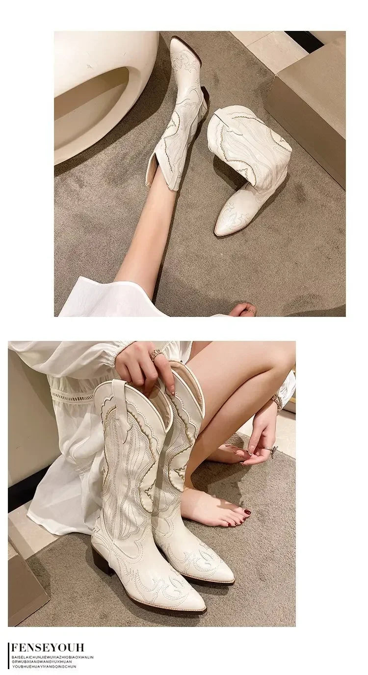 Bota Country Boho Branca